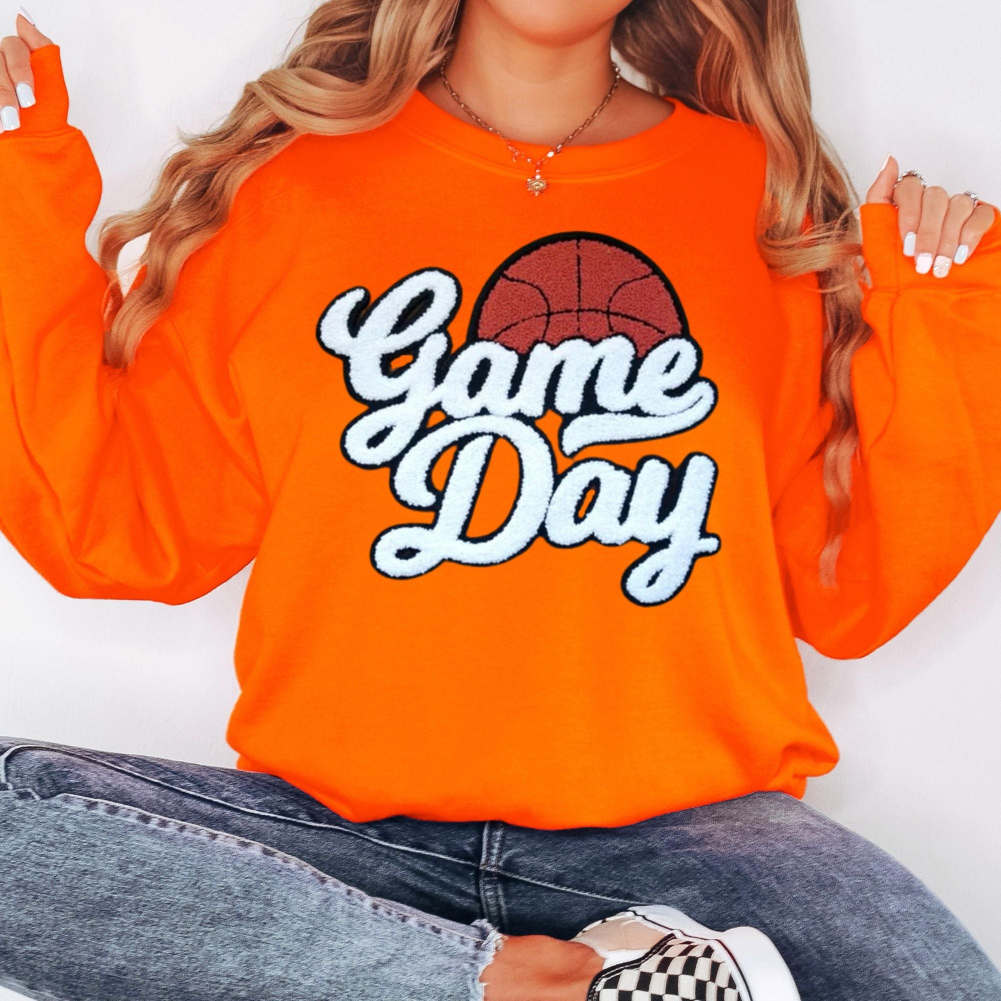 Game Day Basketball Chenille Iron On Patch