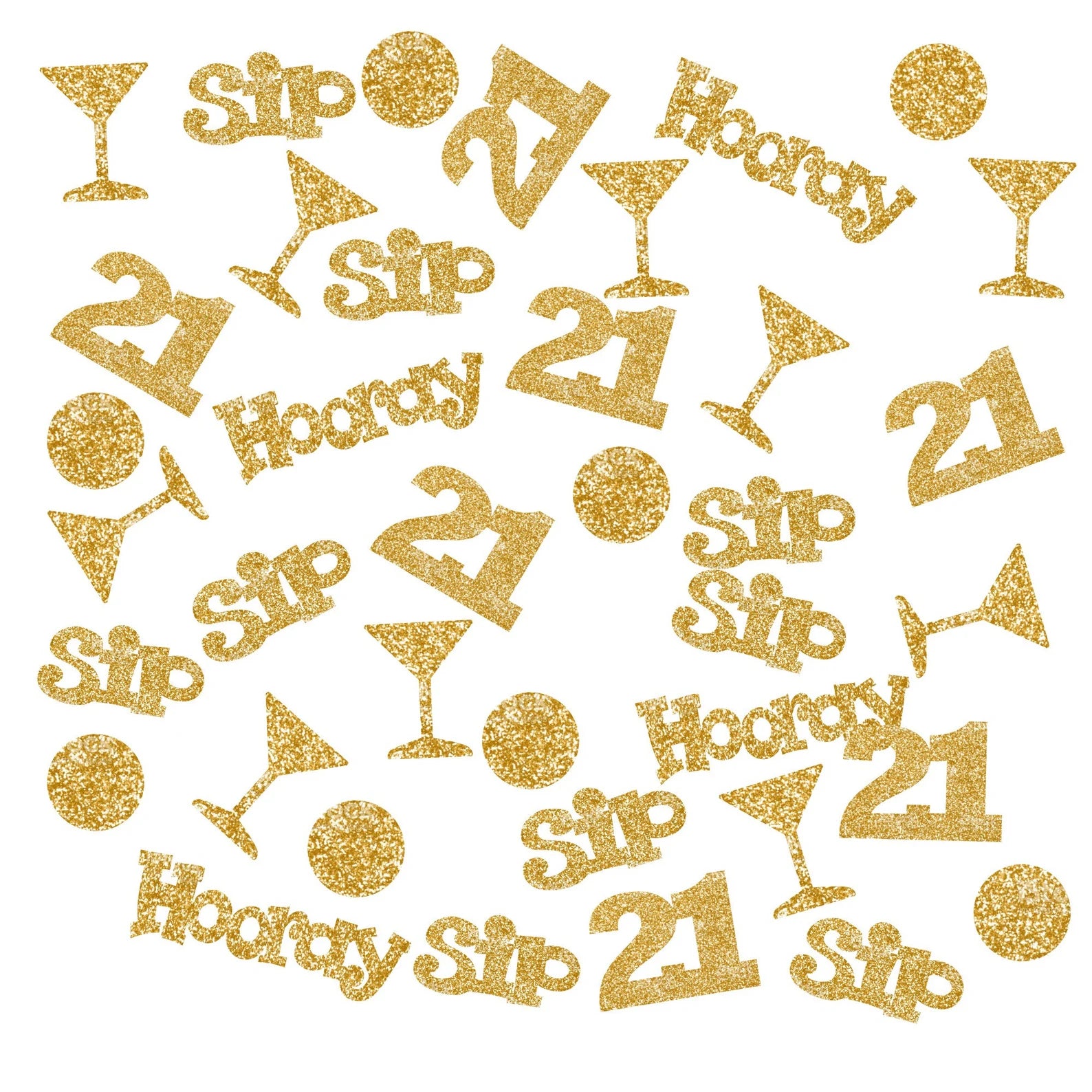 Gold 21st Birthday Decorations - Sip Sip Hooray - 21st Party Decorations - 21st Birthday Party Supplies - Table Confetti for Birthday