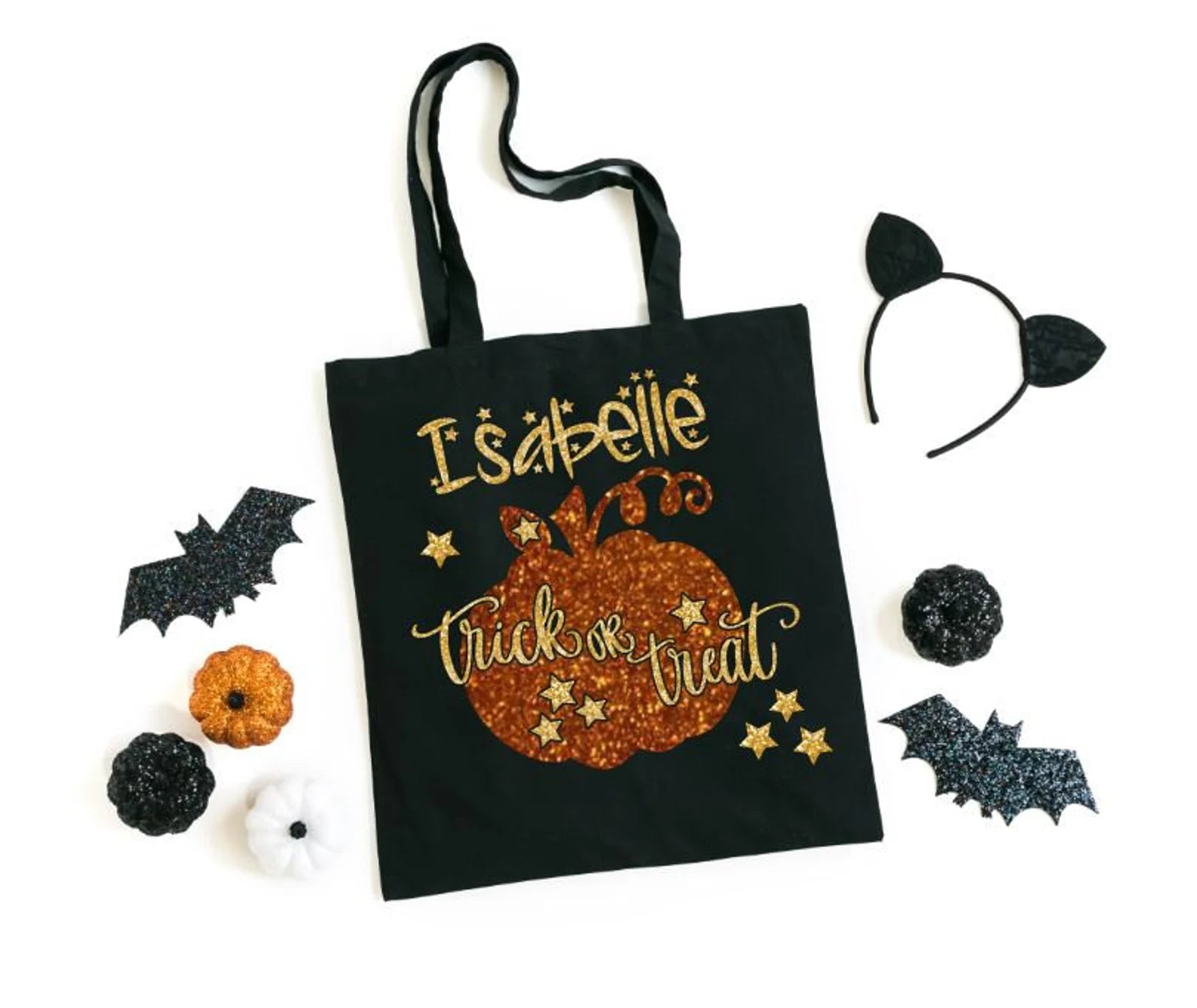 Personalized Trick or Treat Black Halloween Bag
