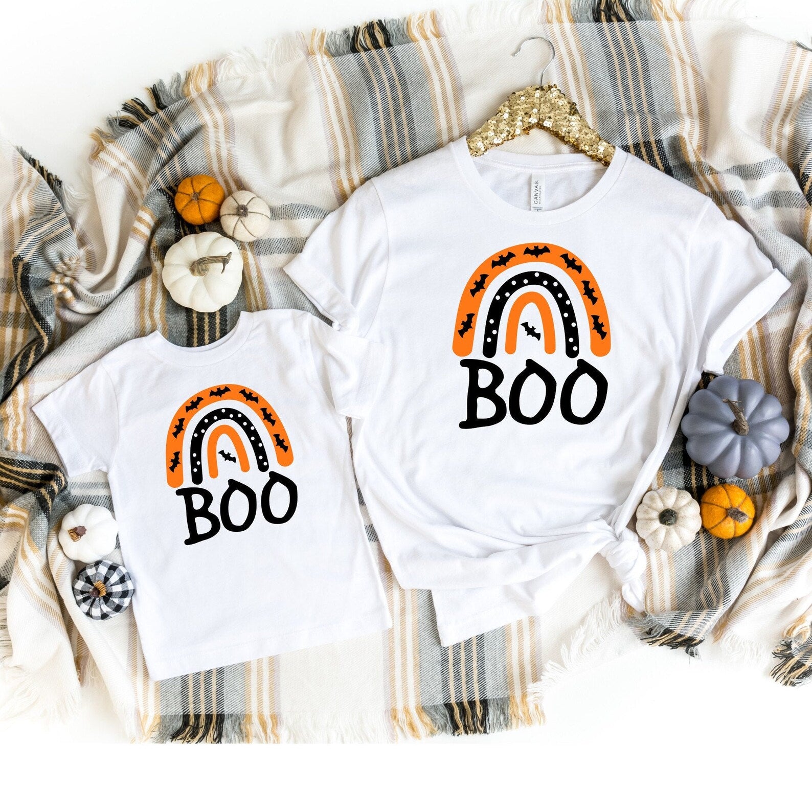 boo rainbow halloween bat white tshirt for matching mommy and me halloween party