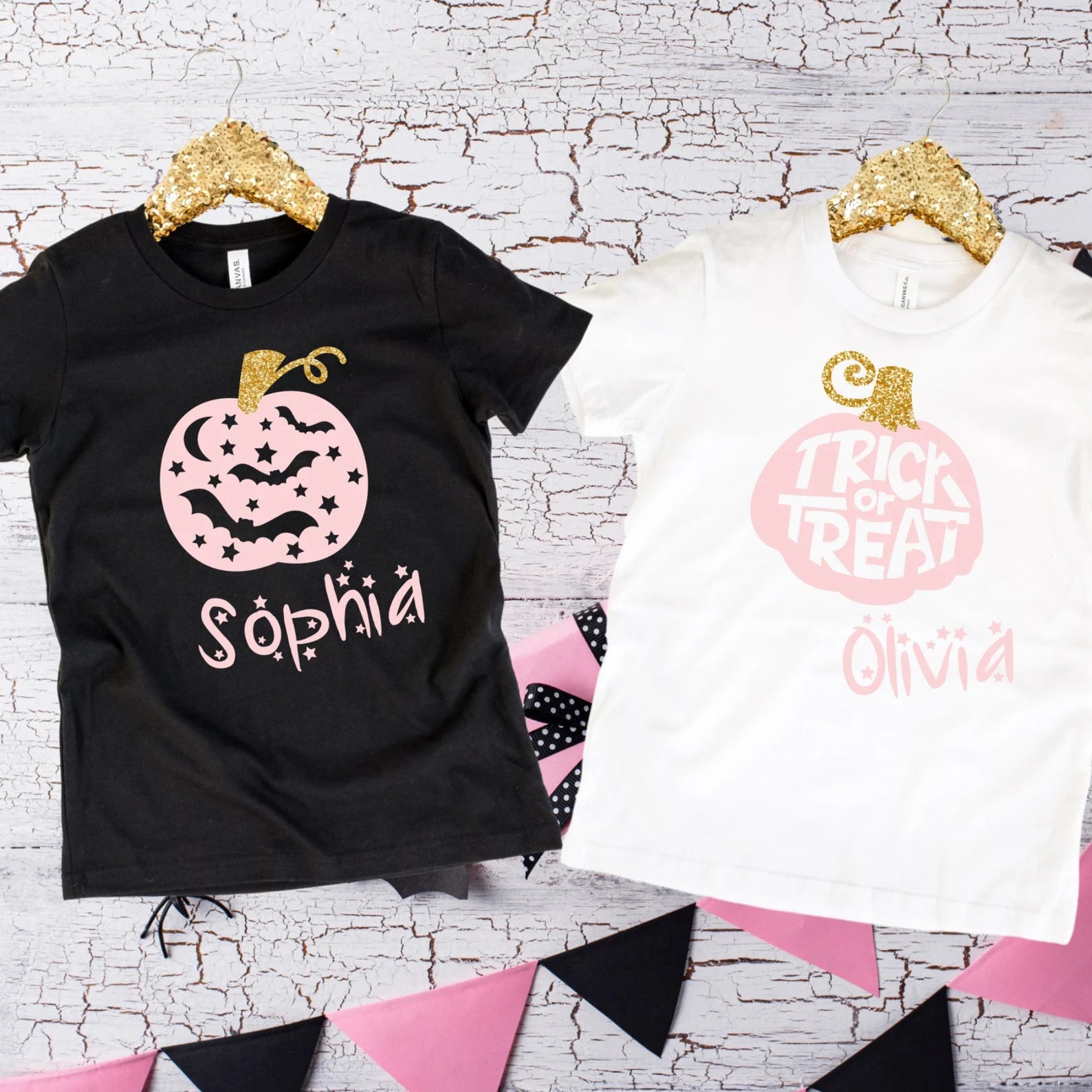 personalized kid girls trick or treat halloween tshirt