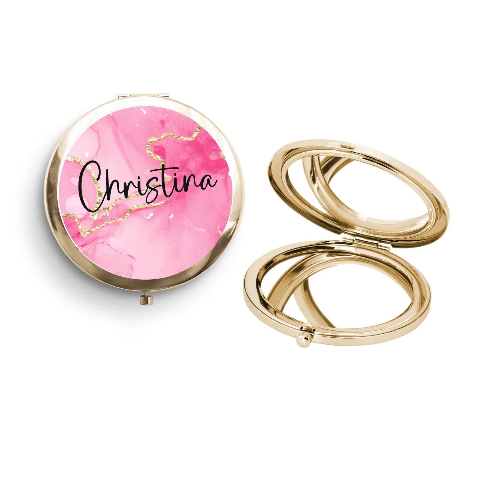 Personalized Gold Watercolor Compact Mirror