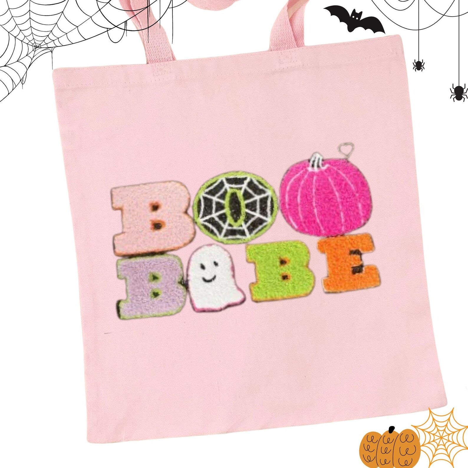 Halloween Tote Bag, Halloween Bag, Boo Tote Bag, Halloween Trick or Treat Bag, Mommy and Me Halloween, Chenille Patch, Boo Babe