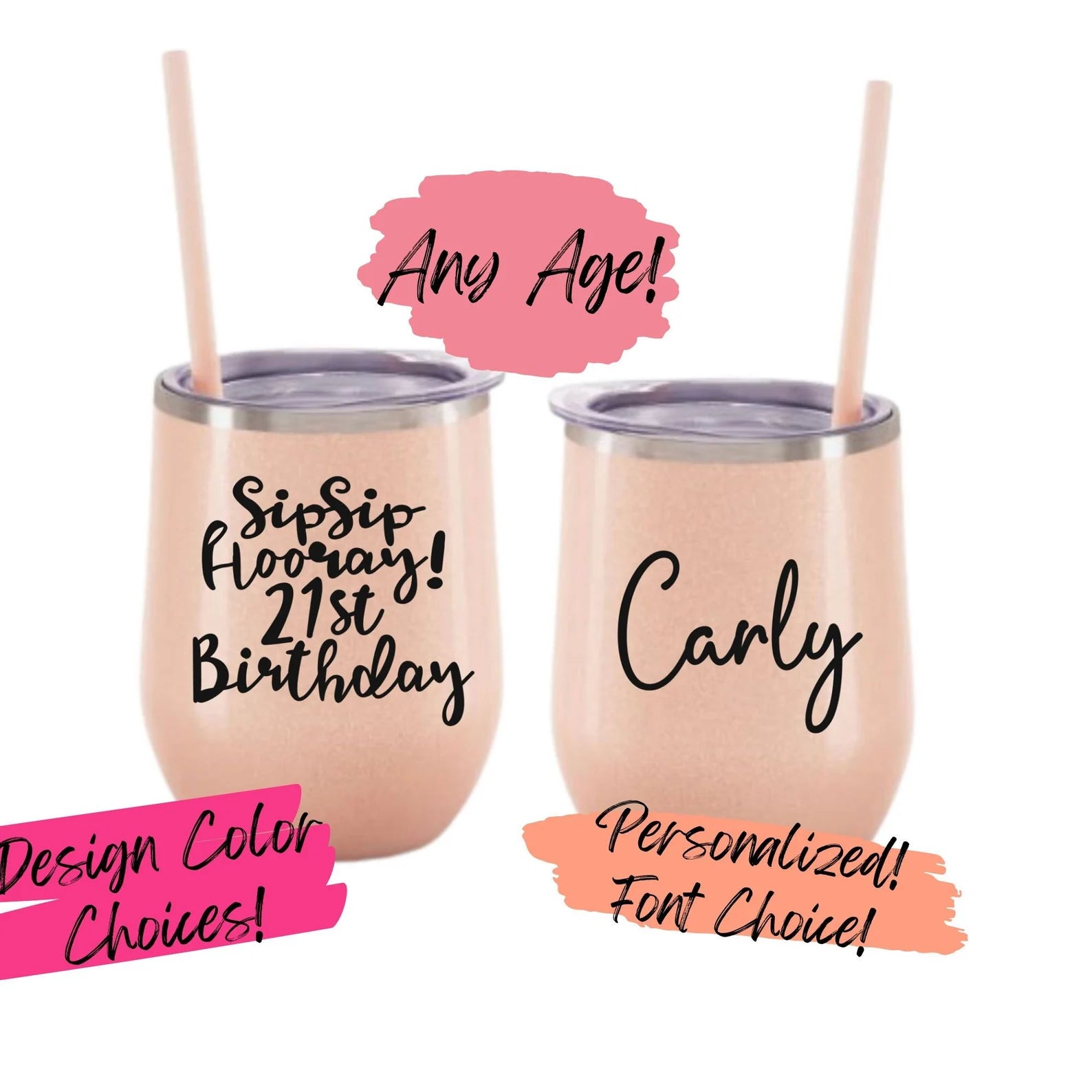 Personalized Tumbler with Straw, 21st Birthday Gift For Her, Best Friend Birthday Gifts